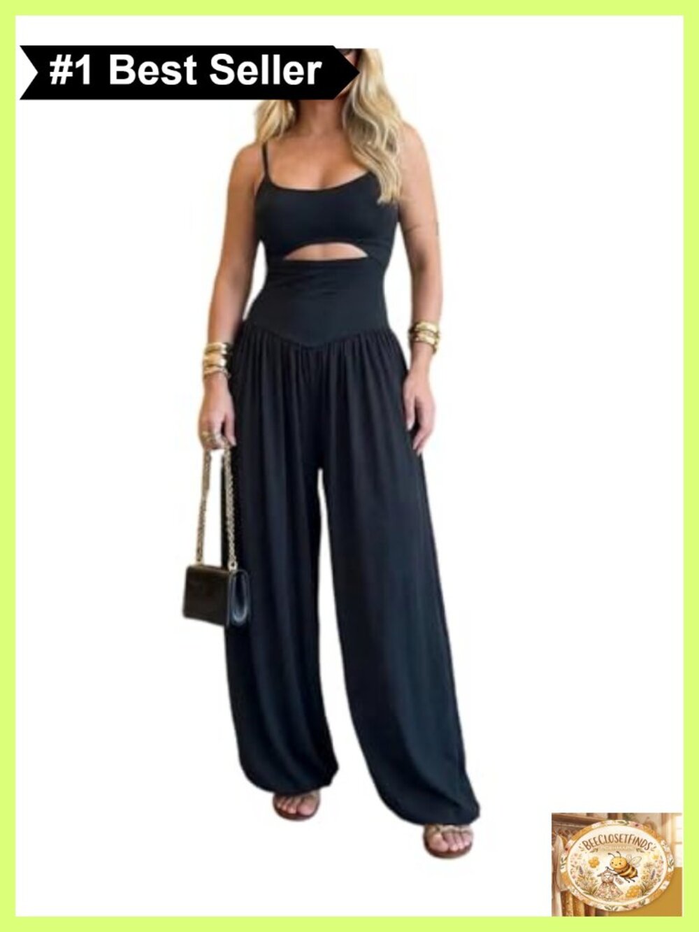 Wide Leg Jumpsuit Cutout Backless Sleeveless Tie-Back